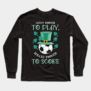 St. Patrick's Day Soccer Sport Lucky Shamrock Football Long Sleeve T-Shirt